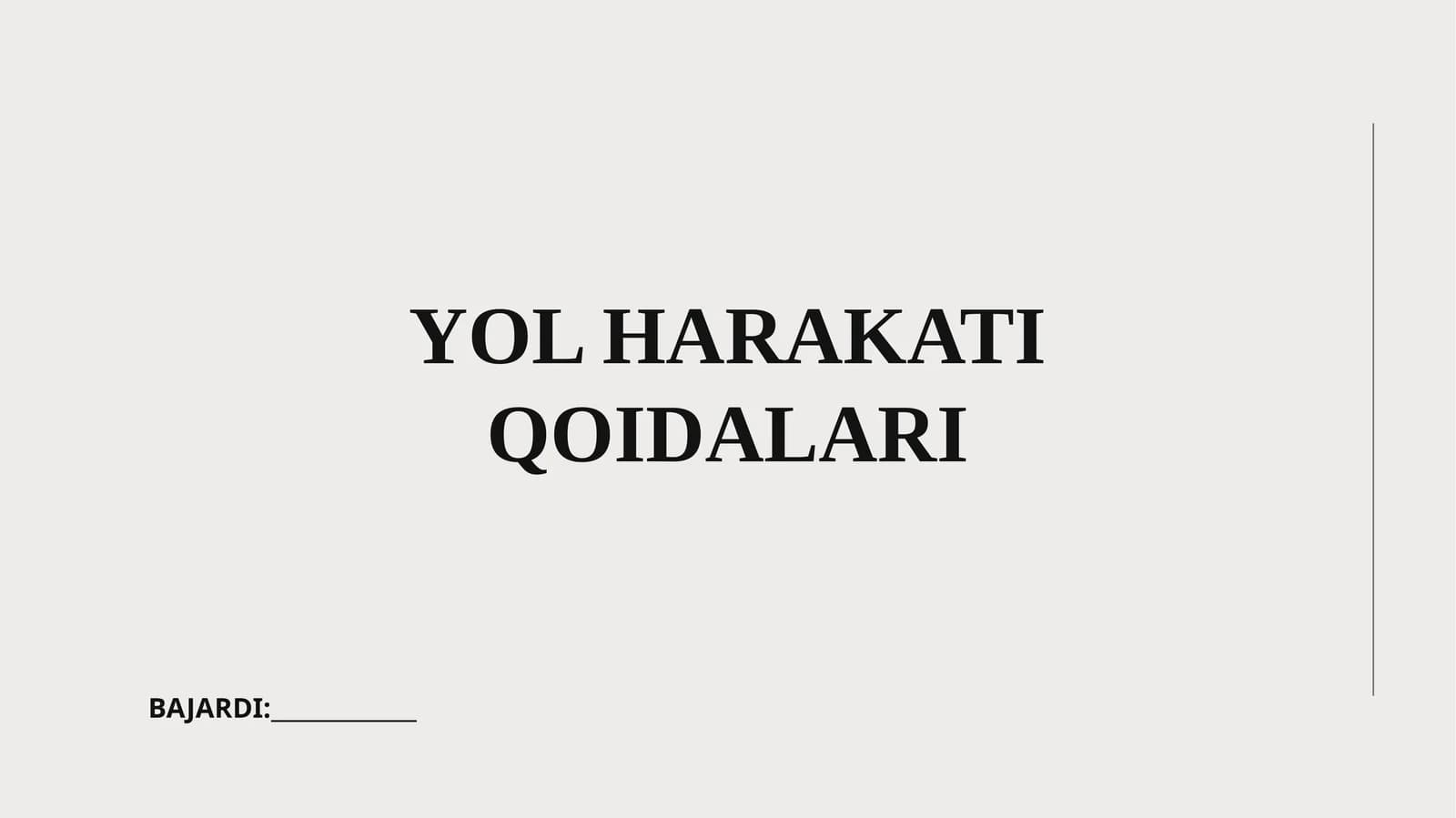 YHT transport xavfsizligini ta'minlash qoidalari