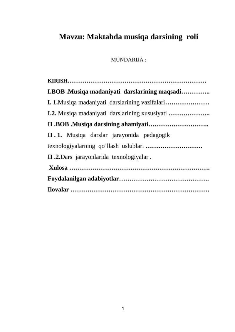 Maktabda musiqa darsining roli
