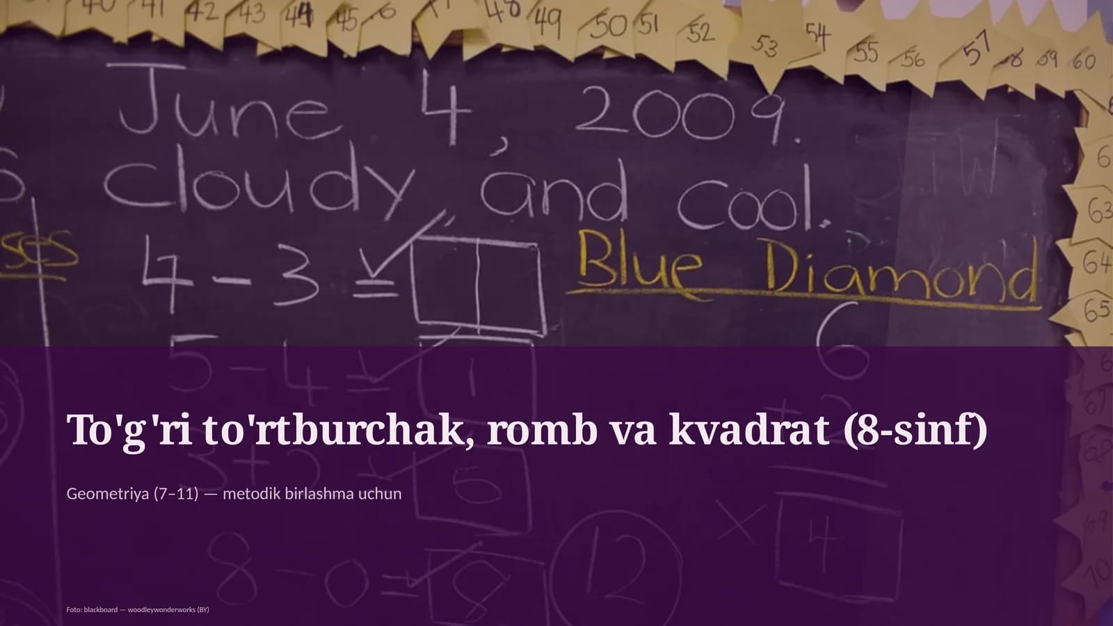 To'g'ri to'rtburchak, romb va kvadrat (8-sinf)