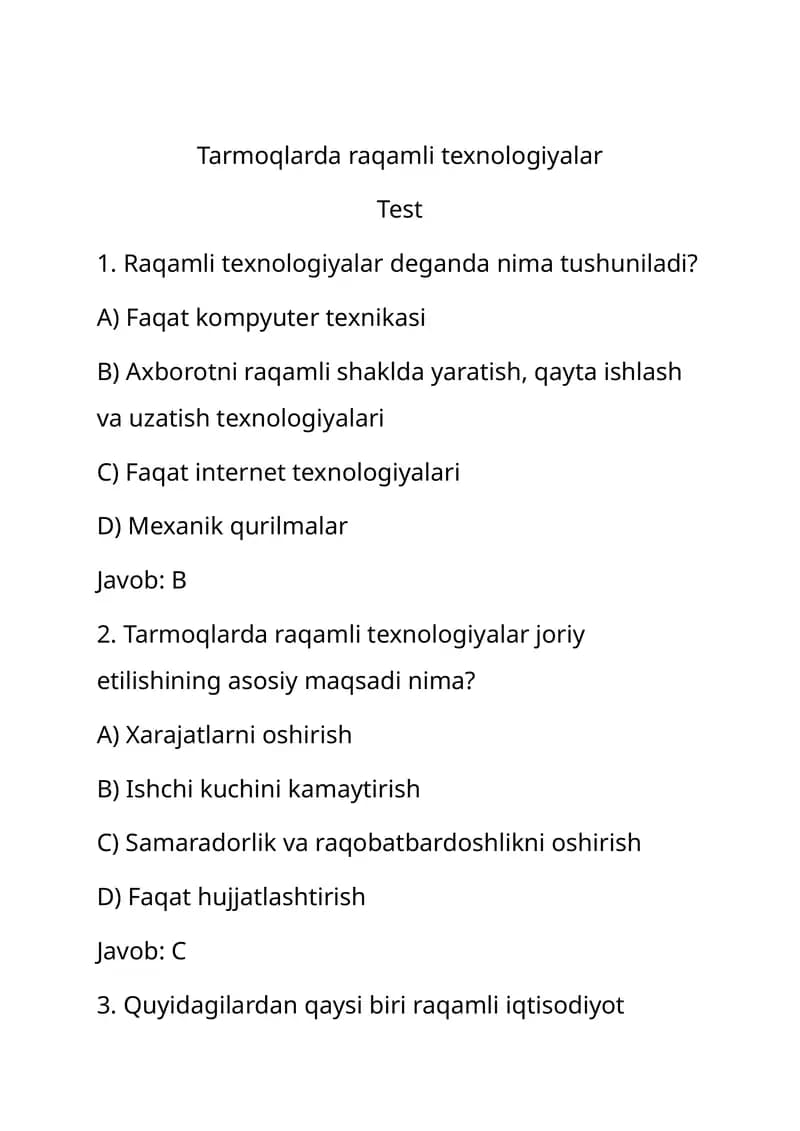 Raqamli texnologiyalar