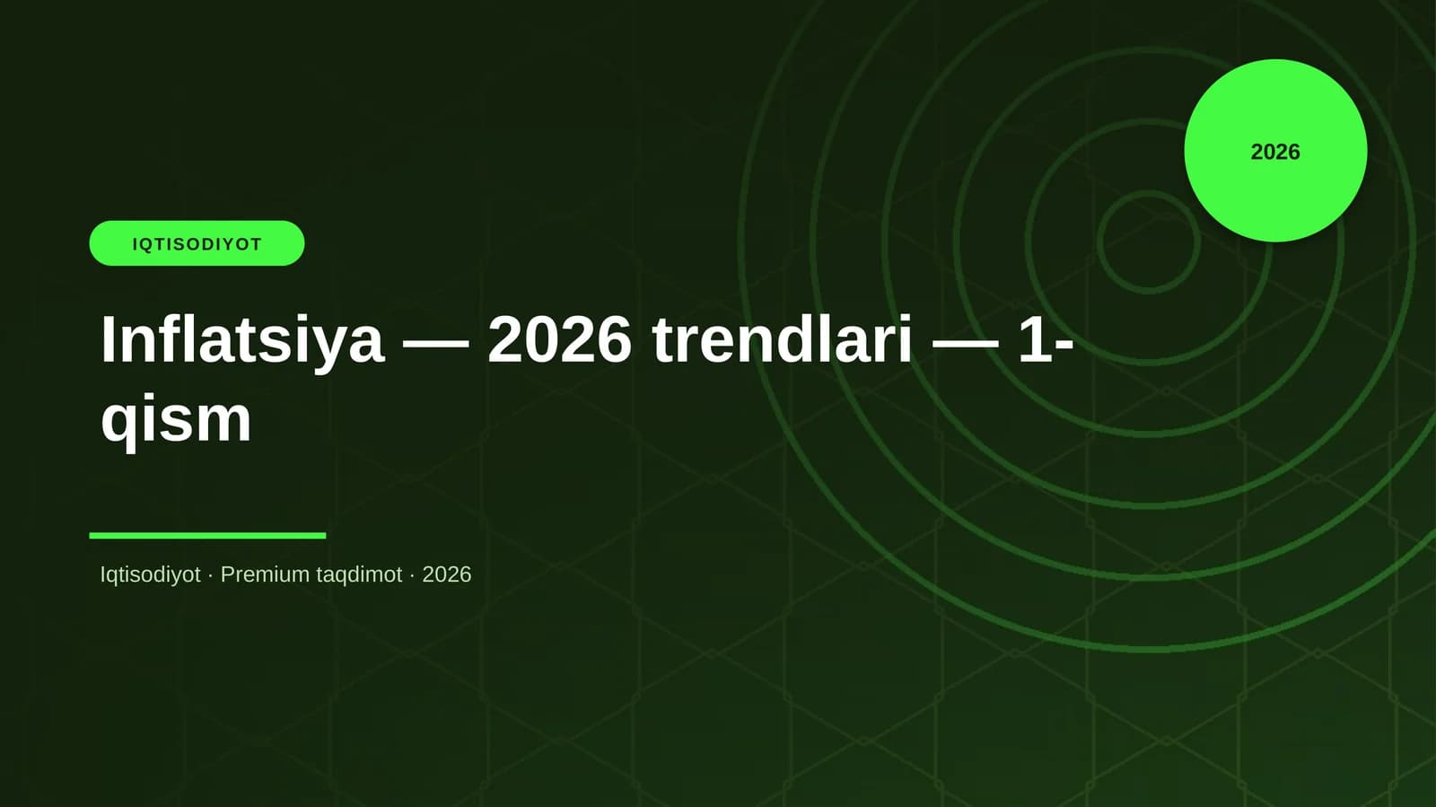 Inflatsiya — 2026 trendlari — 1-qism