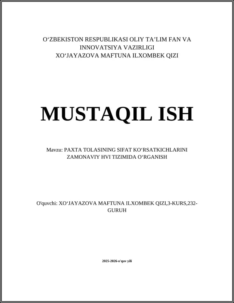 Zamonaviy HVI Tizimi