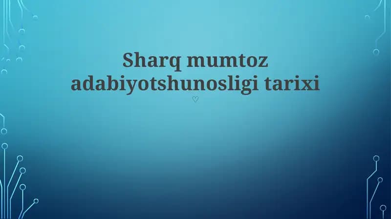 Sharq mumtoz adabiyotshunosligi tarixi