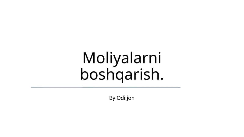 Moliyalarni boshqarish