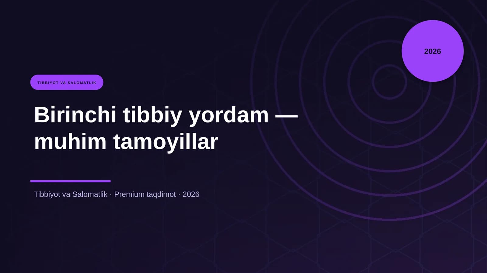 Birinchi tibbiy yordam — muhim tamoyillar