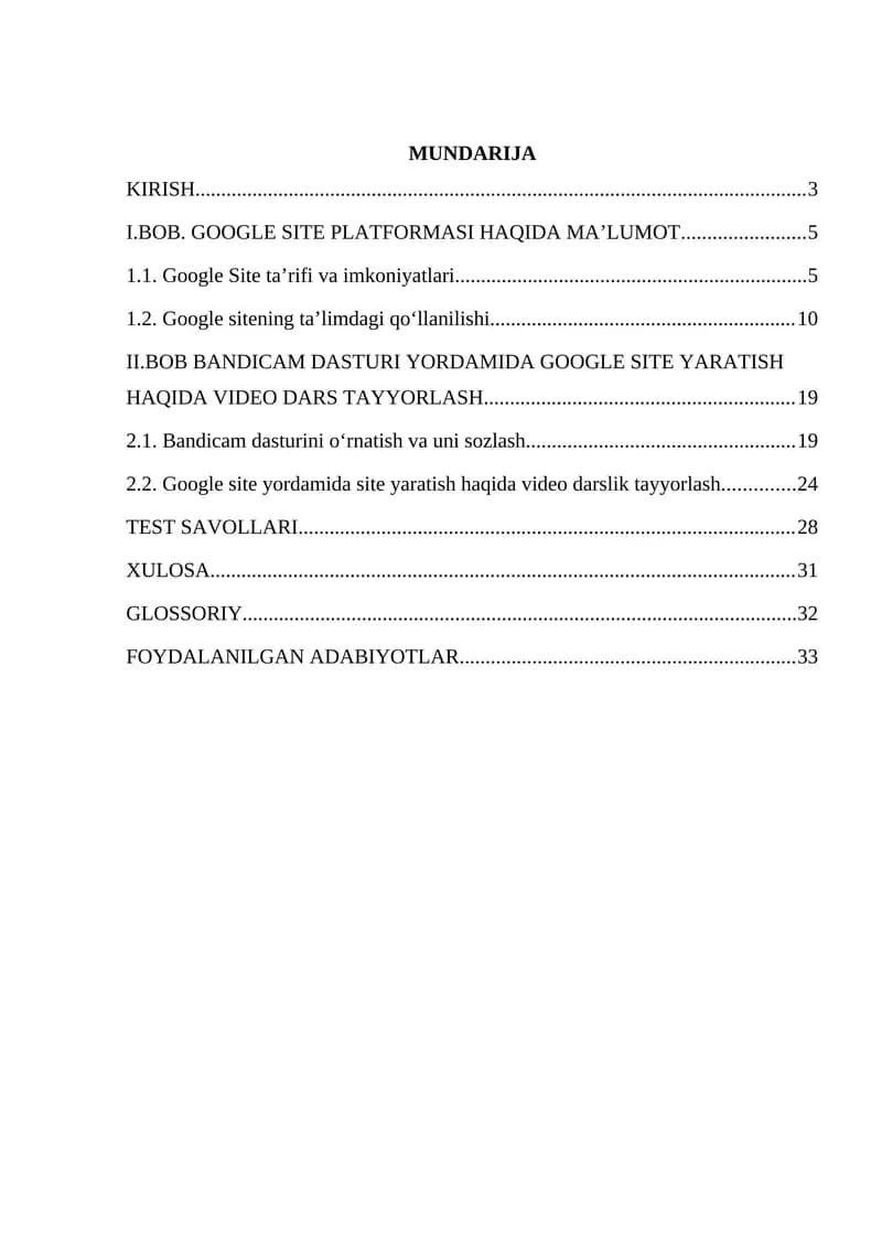GOOGLE SITE PLATFORMASI HAQIDA MA’LUMOT