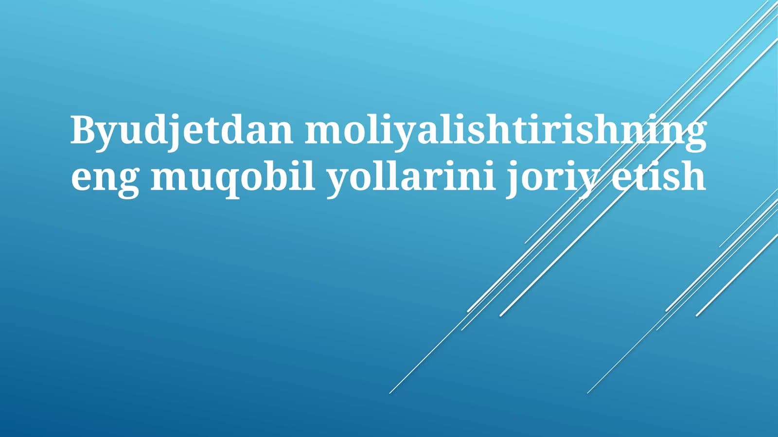 Byudjetdan moliyalashtirishning eng muqobil yo'llarini joriyetish