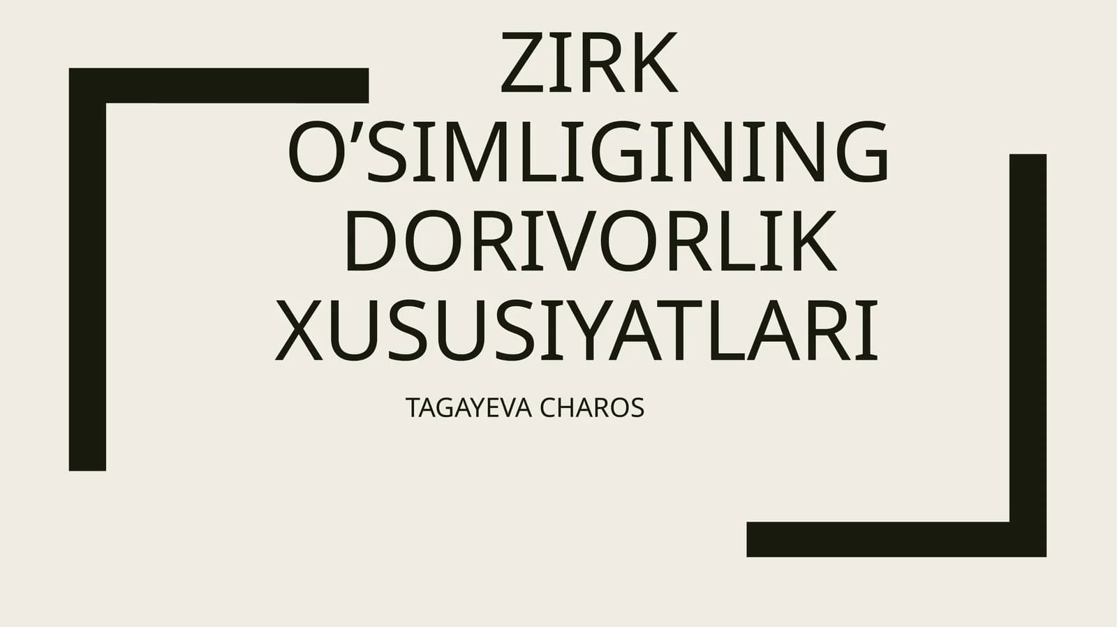 Zirk O’simligining dorivorlik xususiyatlari