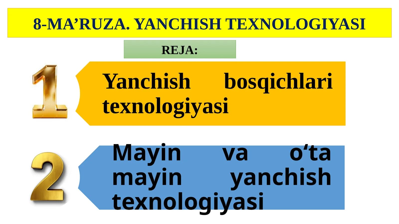 8-MA’RUZA. YANCHISH TEXNOLOGIYASI