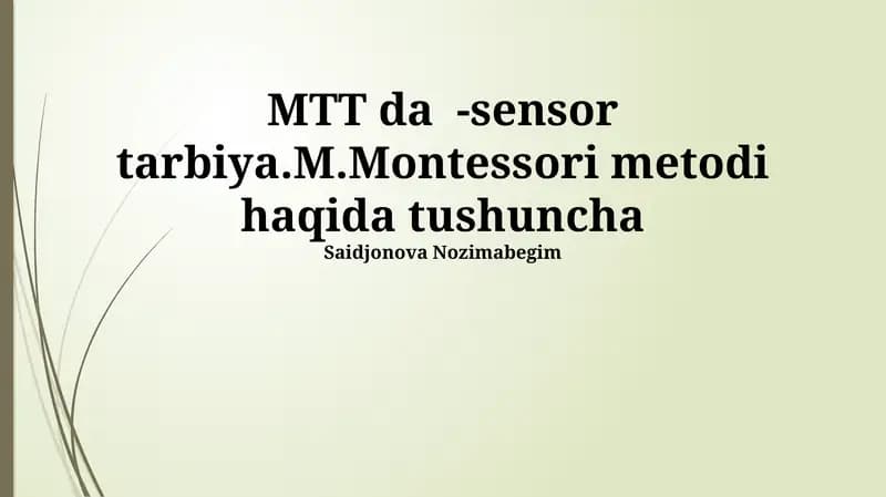 MTT sensorli mashg'ulotlar