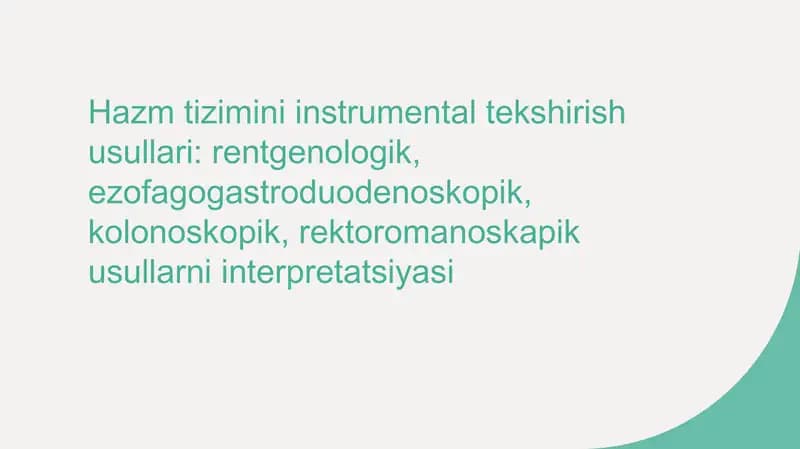 Ovqat hazm qilish tizimi tahlili