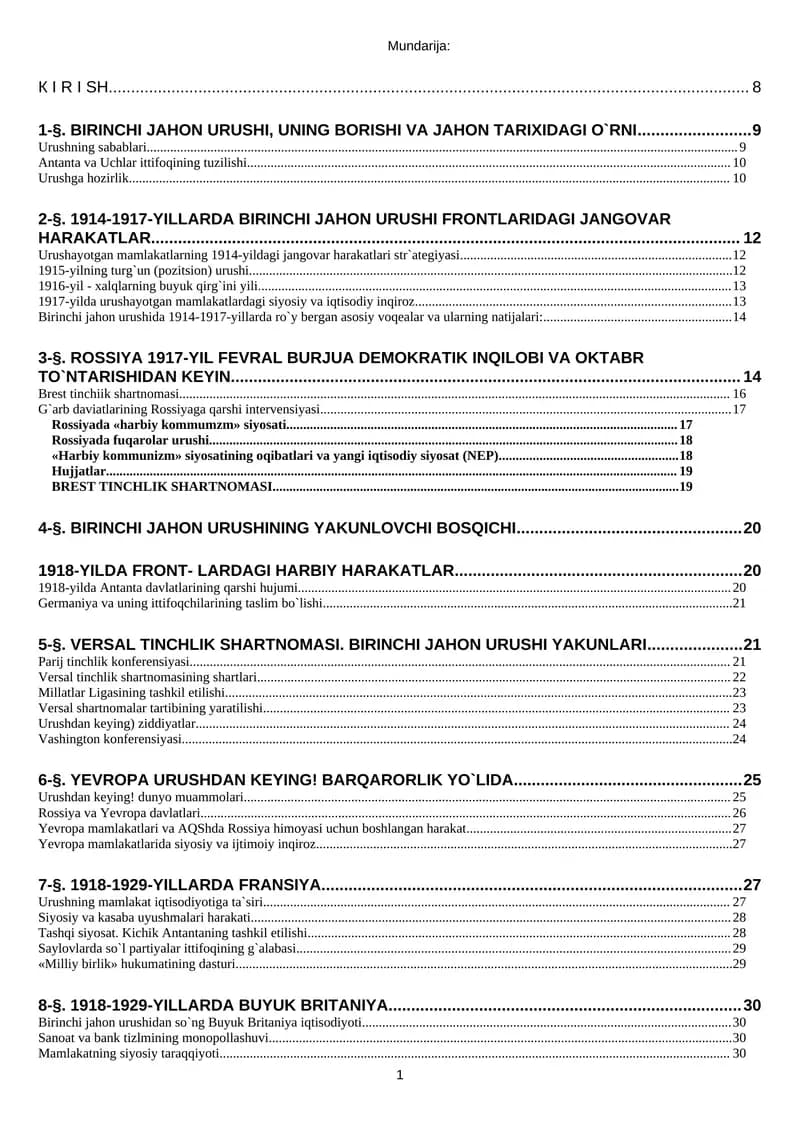 10 sinf jahon tarihi