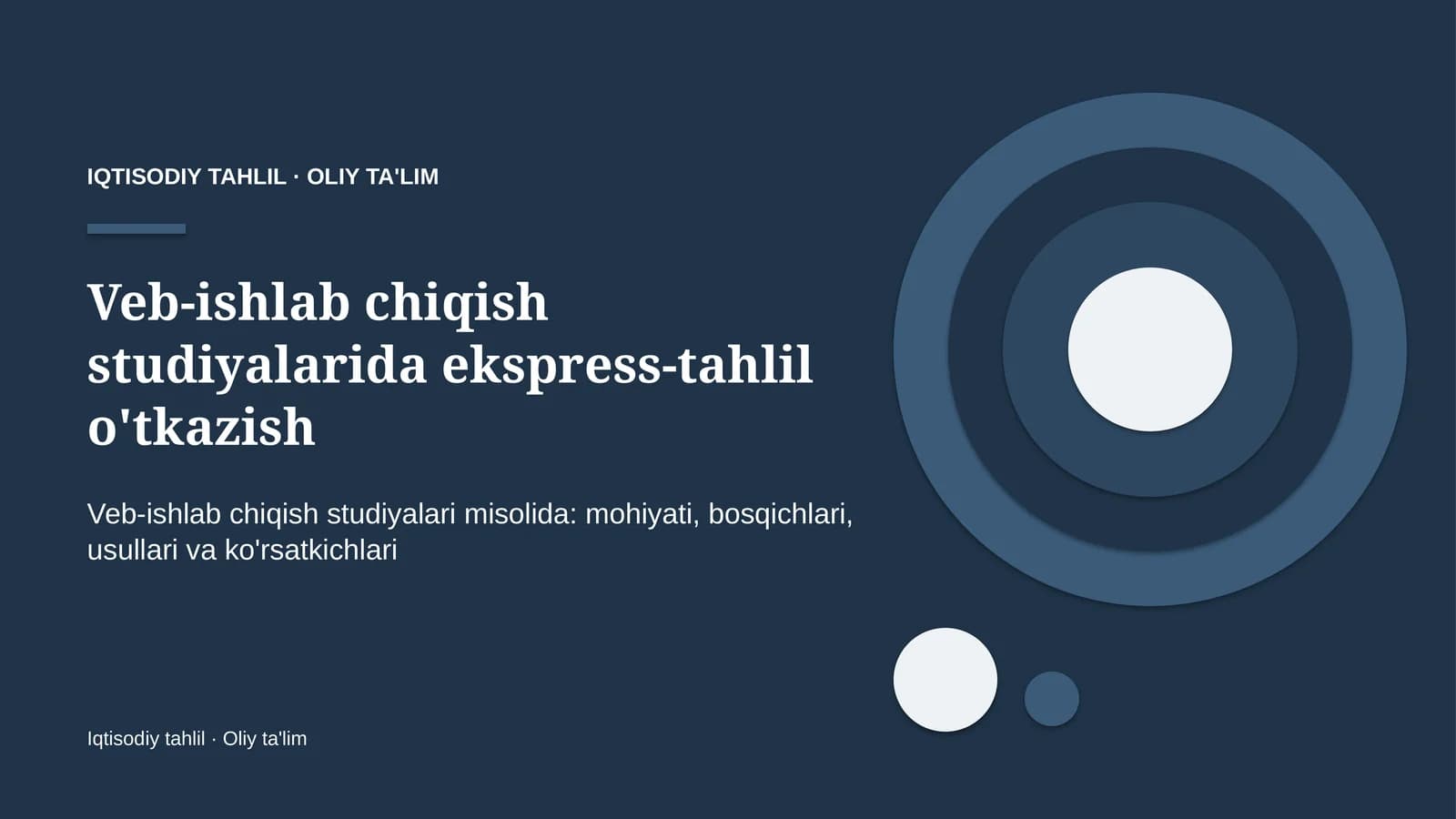 Veb-ishlab chiqish studiyalarida ekspress-tahlil o'tkazish