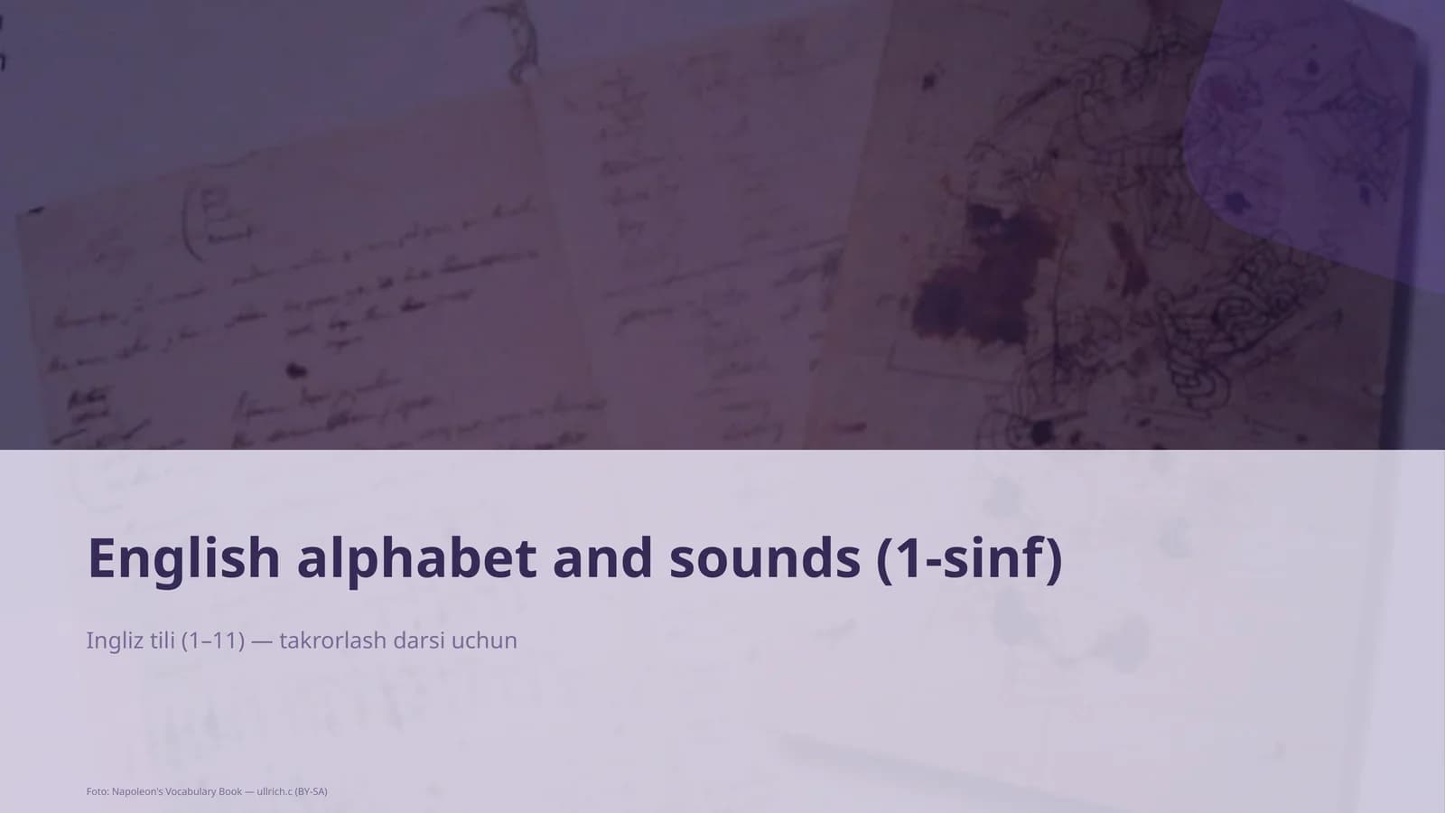 English alphabet and sounds (1-sinf)