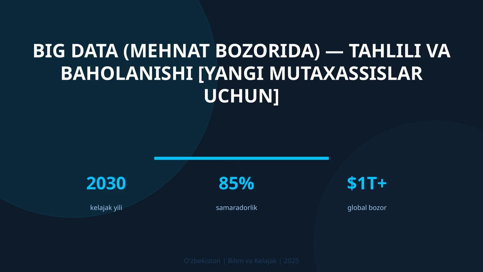 BIG DATA (MEHNAT BOZORIDA) — TAHLILI VA BAHOLANISHI [YANGI MUTAXASSISLAR UCHUN]