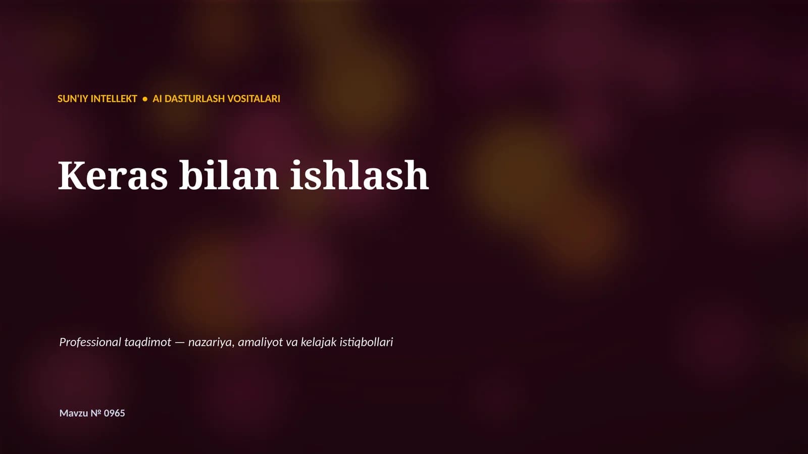 SUN'IY INTELLEKT • AI DASTURLASH VOSITALARI