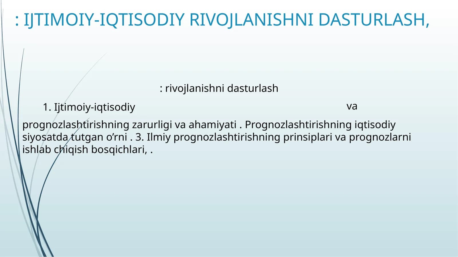 Ijtimoiy-iqtisodiy rivojlanishni dasturlash