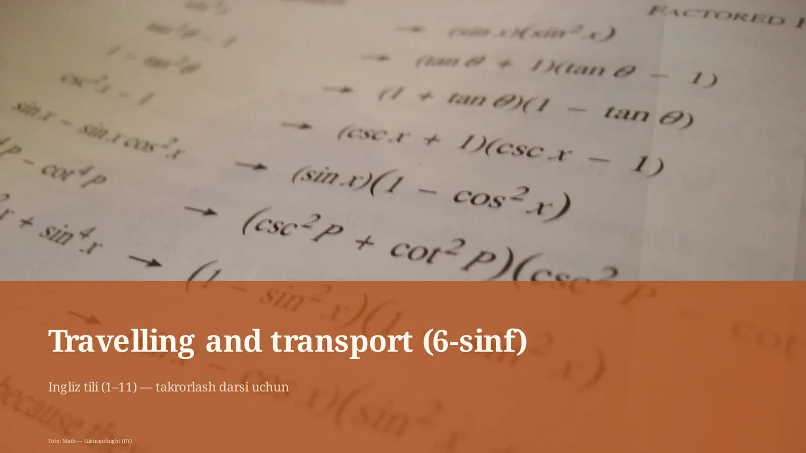 Travelling and transport (6-sinf)