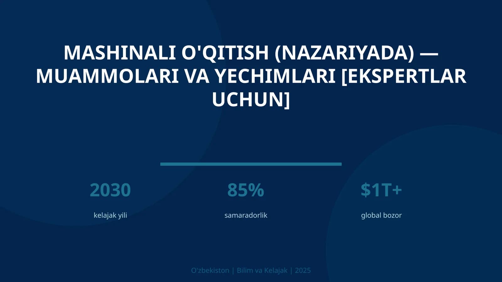 Mashinali o'qitish (nazariyada) — muammolari va yechimlari [ekspertlar uchun]