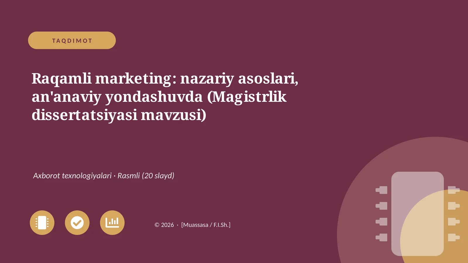 Raqamli marketing: nazariy asoslari, an'anaviy yondashuvda (Magistrlik dissertatsiyasi mavzusi)
