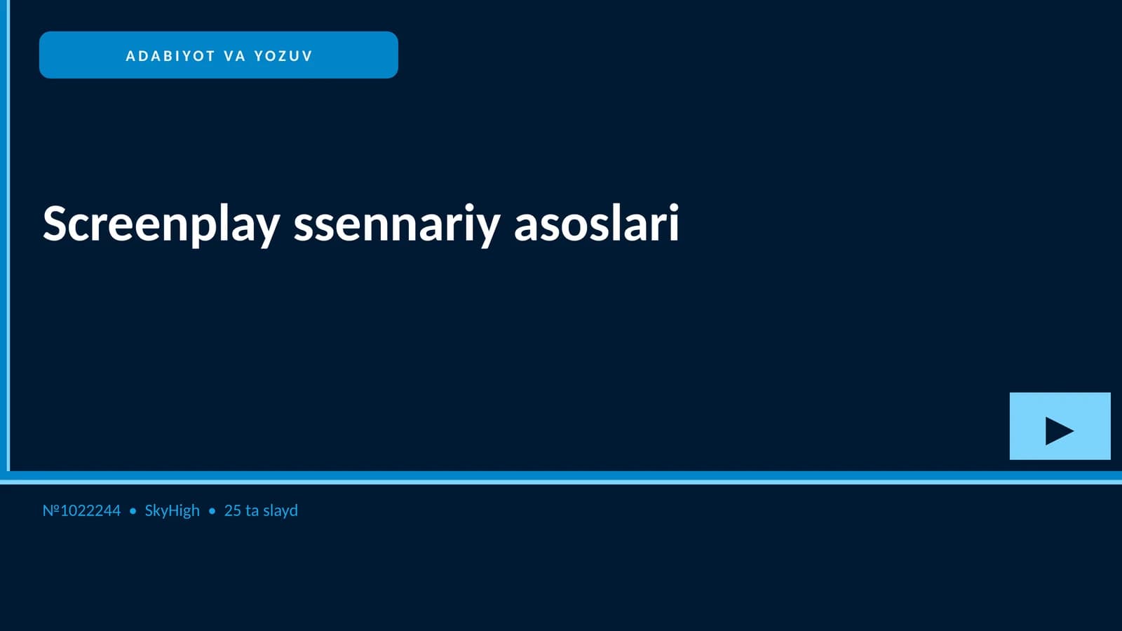 Screenplay ssennariy asoslari