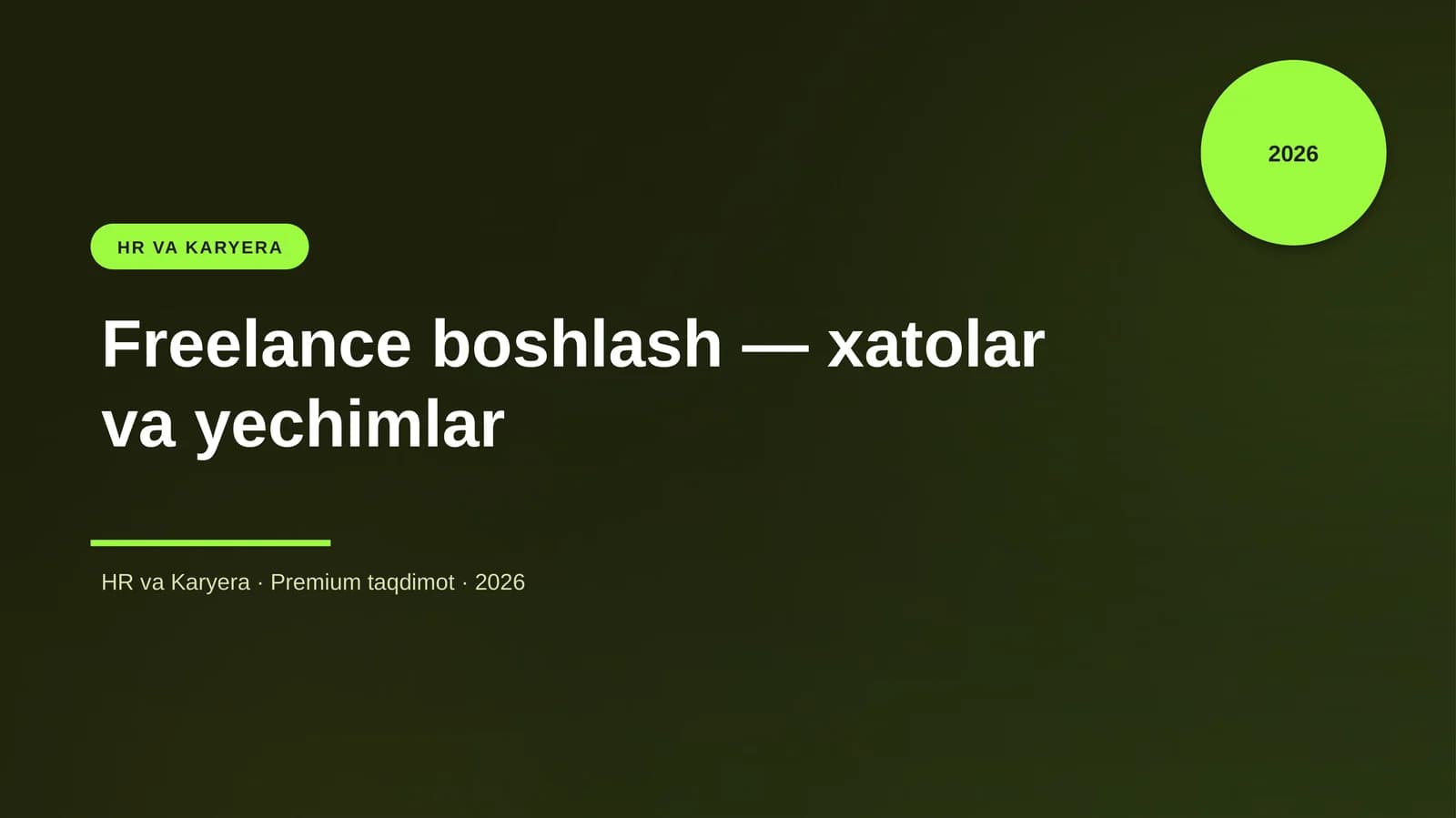 Freelance boshlash — xatolar va yechimlar