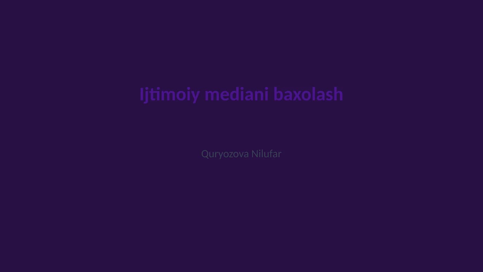 Ijtimoiy mediani baxolash