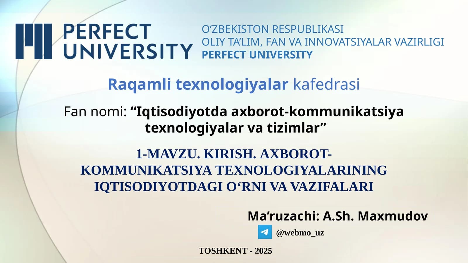 Iqtisodiyotdagi Axbarot-Kommunikatsiyat Texnologiyalari