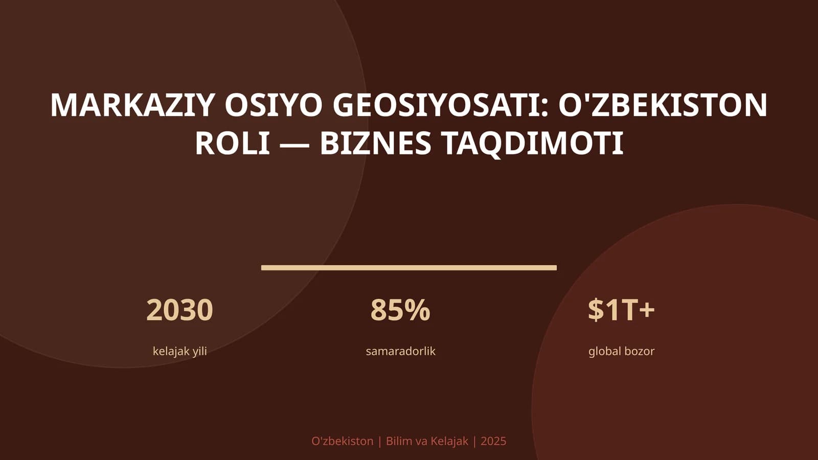 Markaziy Osiyo geosiyosati: O'zbekiston roli — biznes taqdimoti