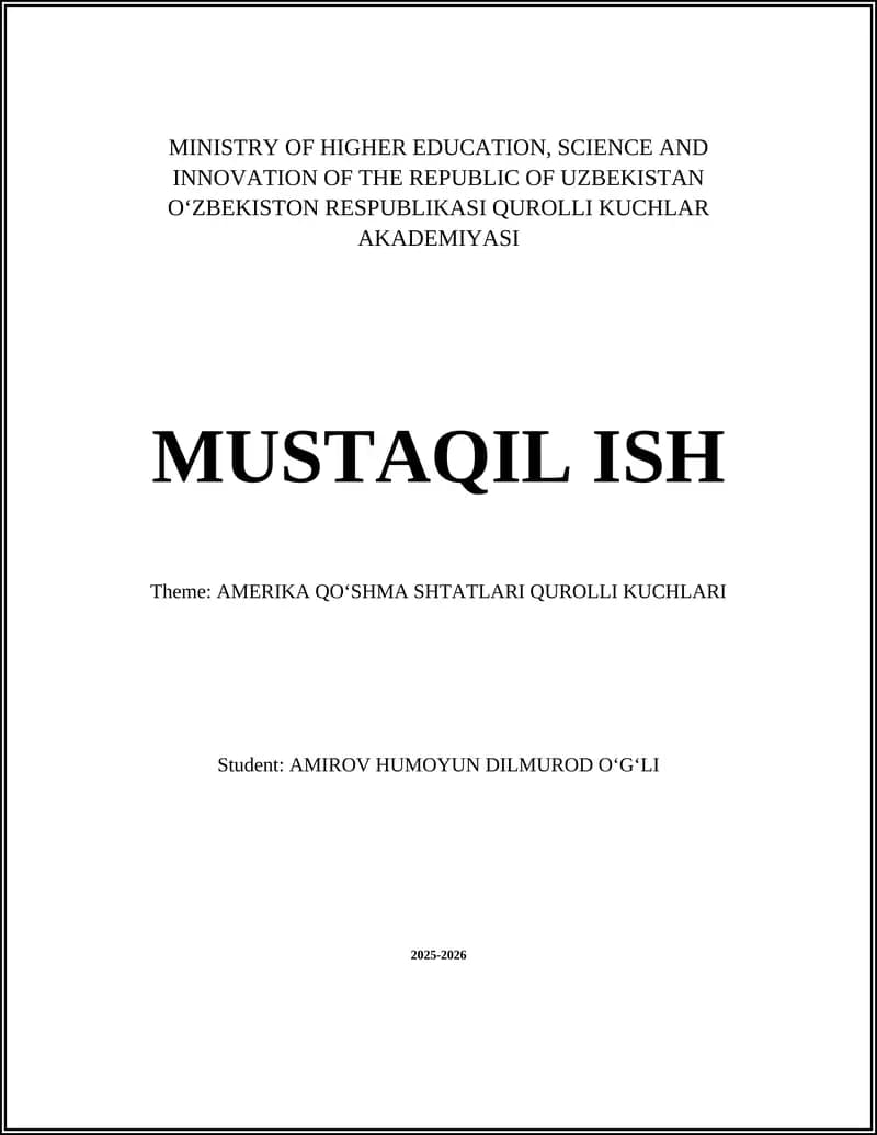 AMERIKA QOʻSHMA SHTATLARI QUROLLI KUCHLARI