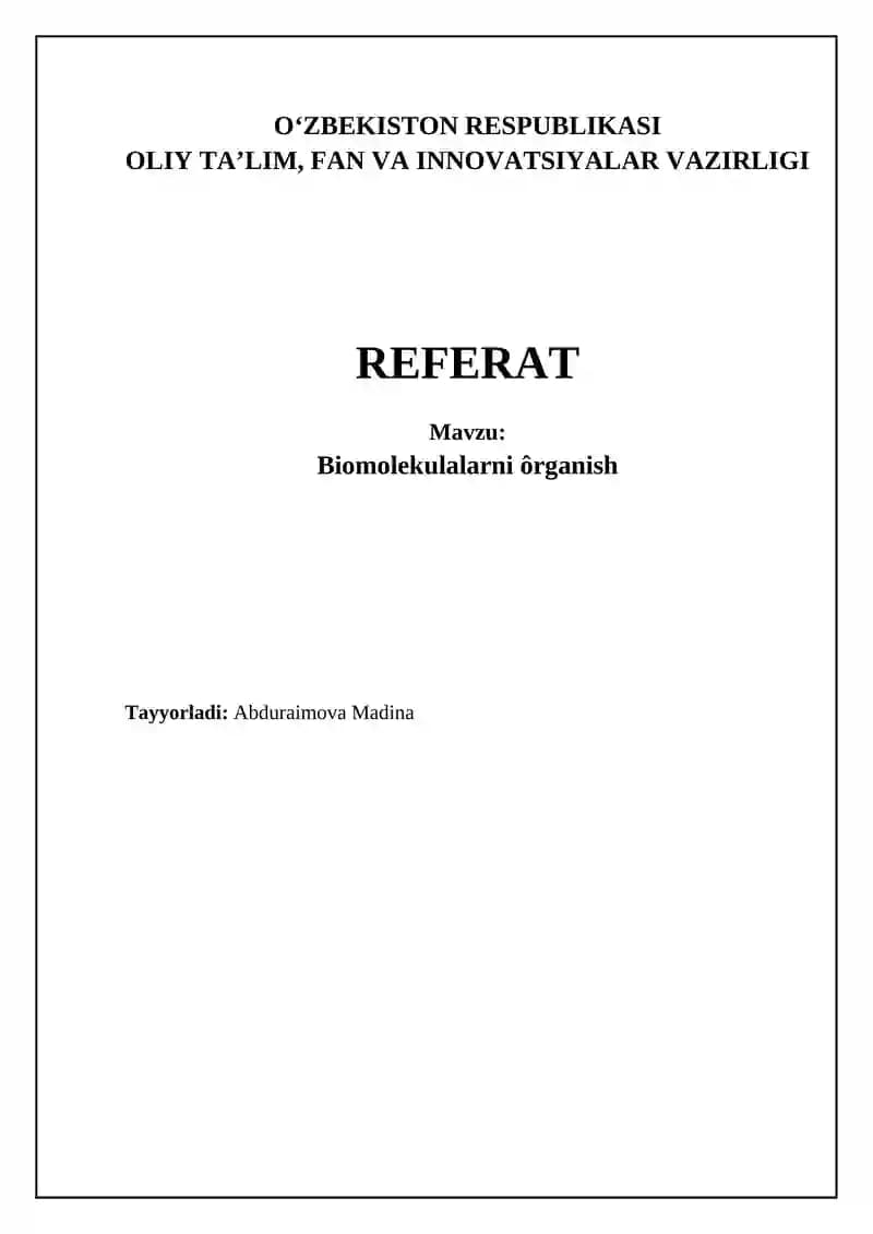 Biomolekulalar hayotda ahamiyati