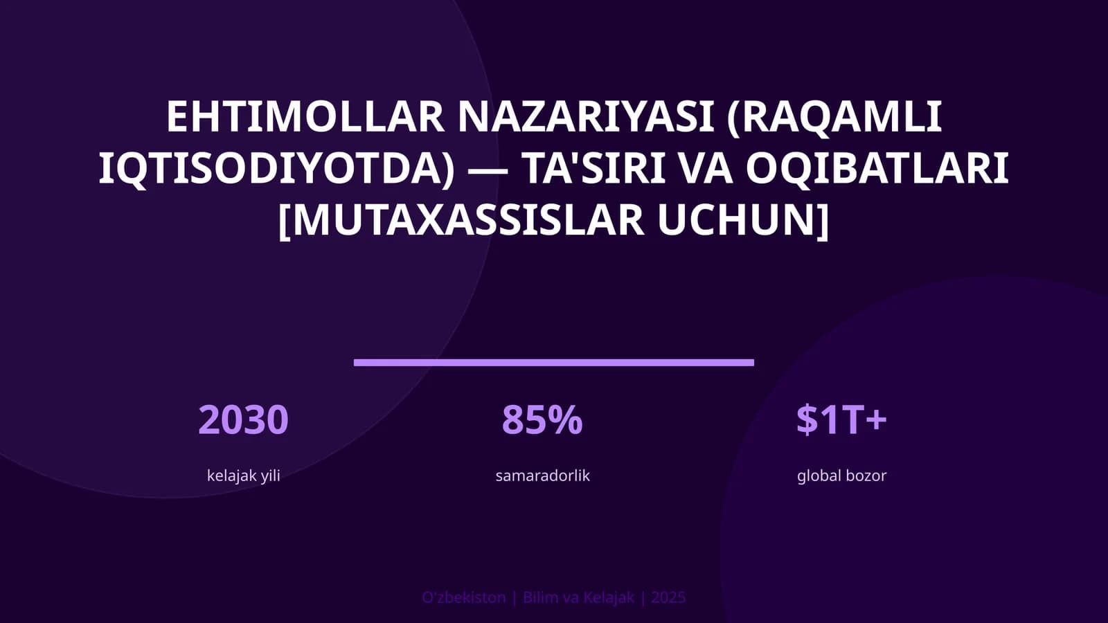 Ehtimollar Nazariyasi (Raqamli Iqtisodiyotda) - Ta'siri va Oqibatlari [Mutaxassisslar Uchun]
