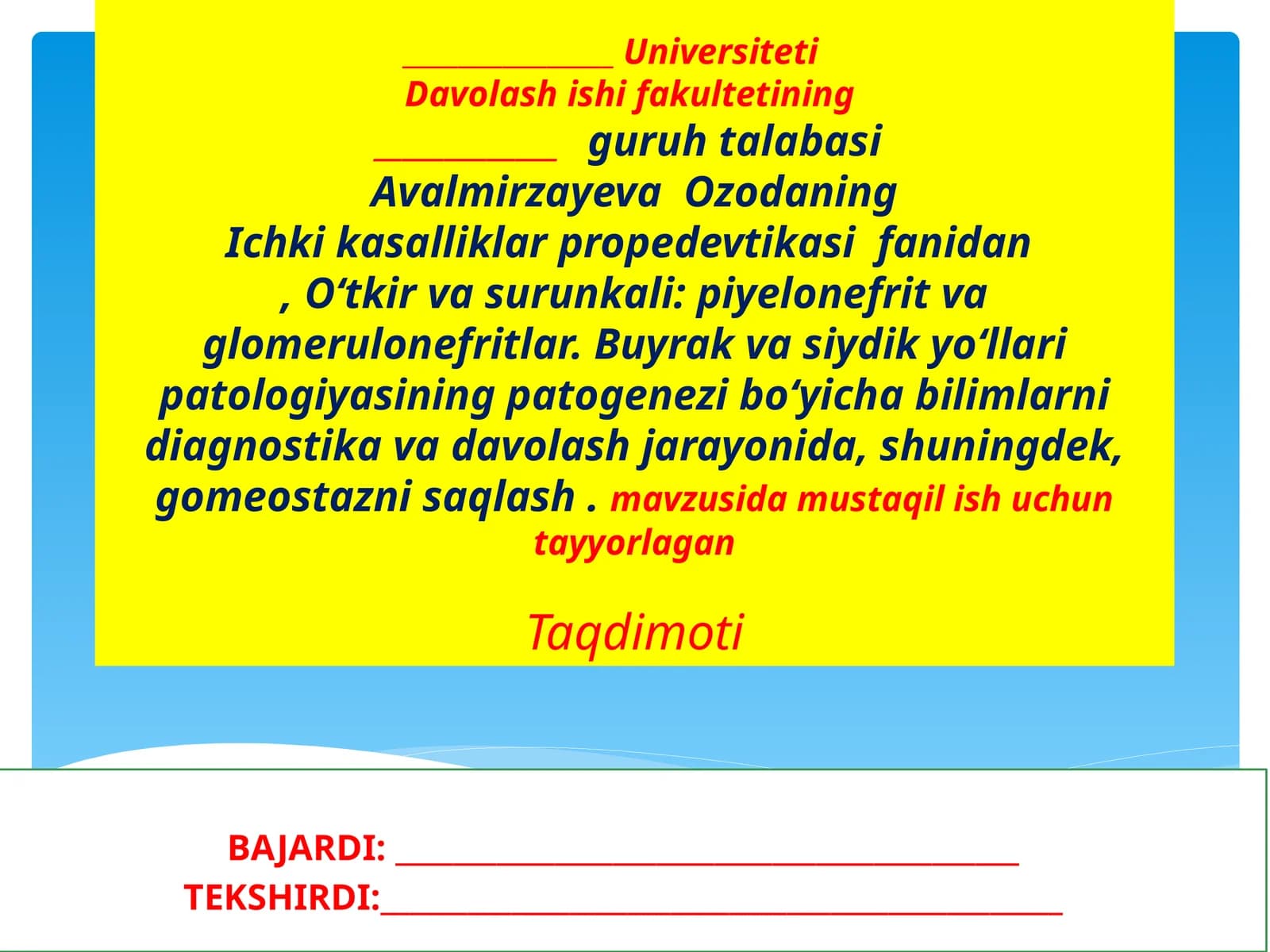 Buyrak vasiydi koy'llari anatomiyasi va fiziologiyasi