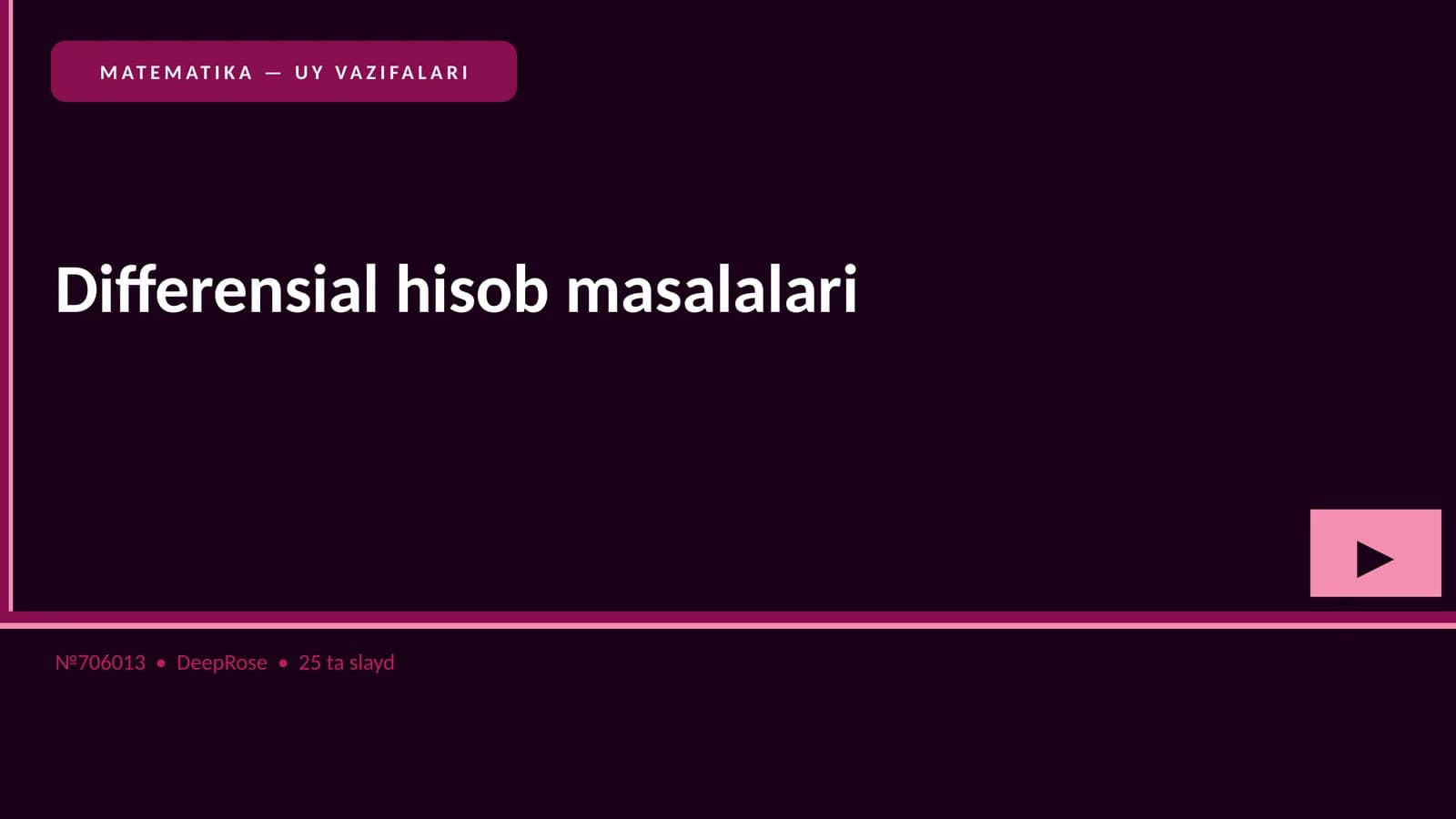 Differensial hisob masalalari