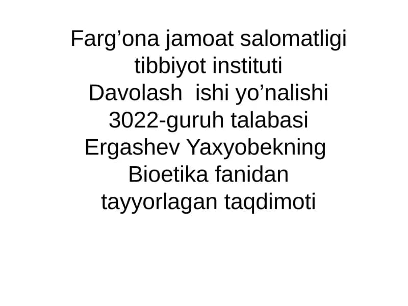 Bioetikaning shakilanishi