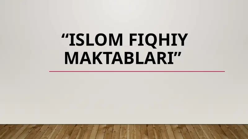 Islomfiqhiy maktablari