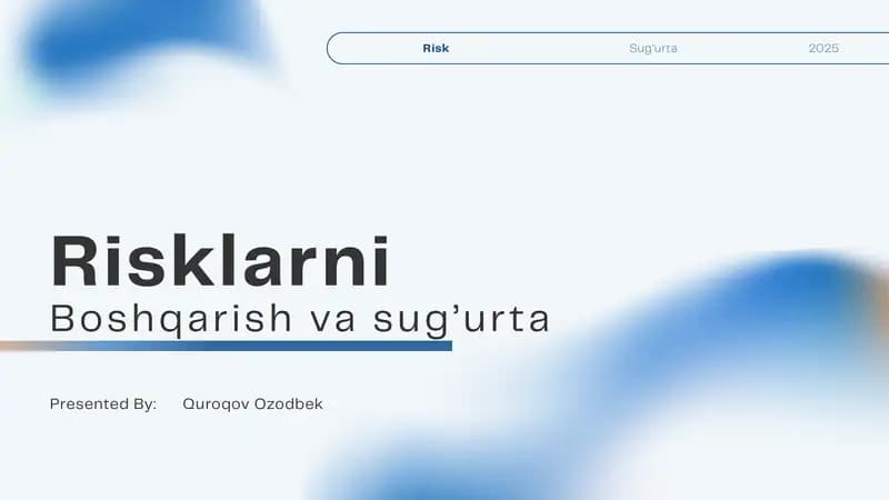 Risklarni Boshqarish va Sug'urta