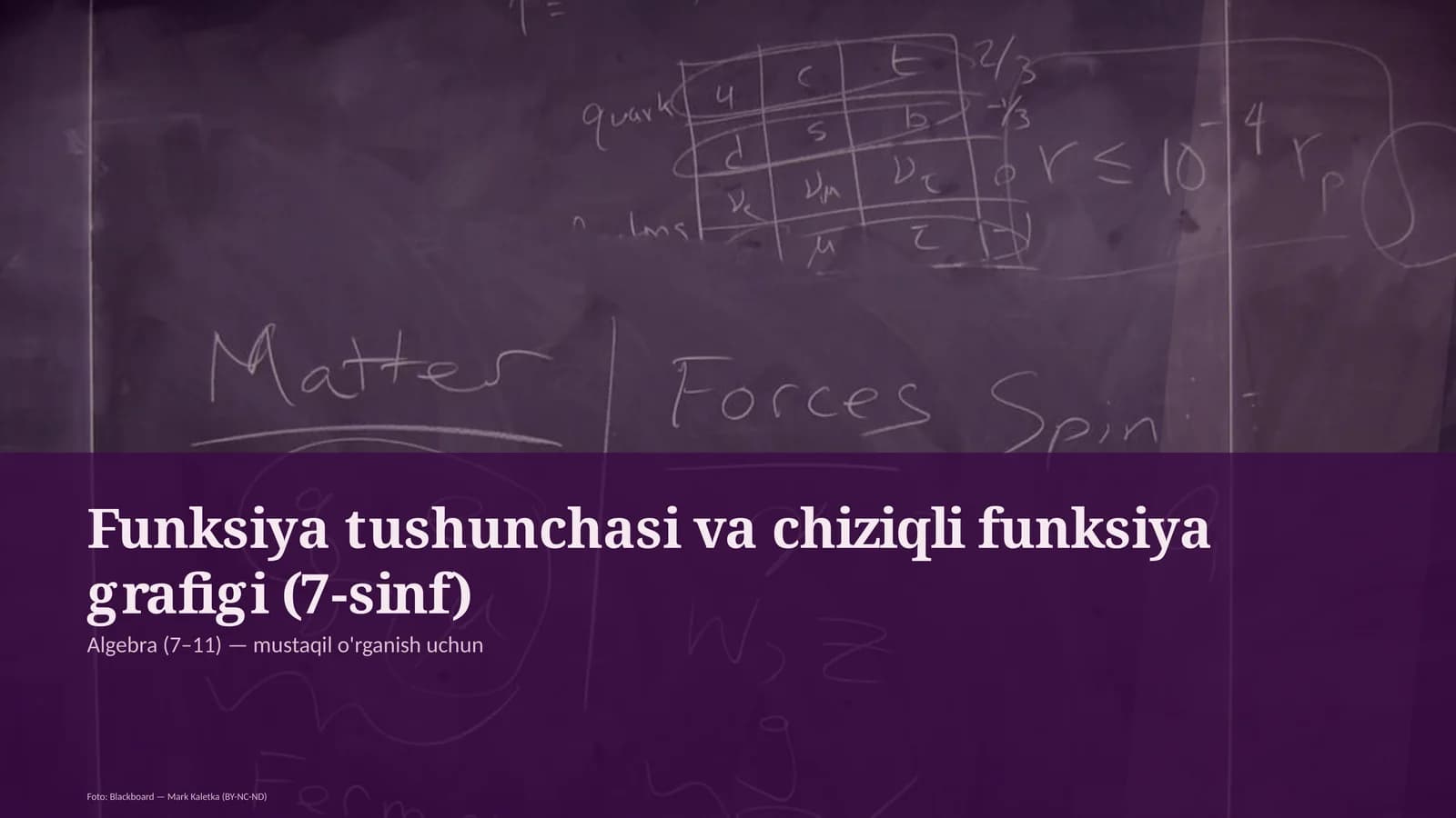 Funksiya tushunchasi va chiziqli funksiya grafigi (7-sinf)