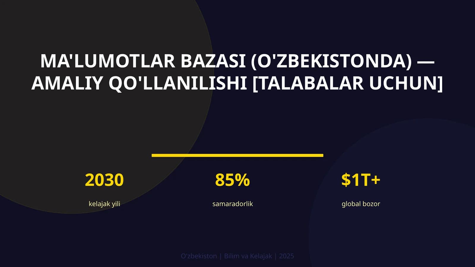 Ma'lumotlar bazasi (O'zbekistonda) — amaliy qo'llanilishi [talabalar uchun]