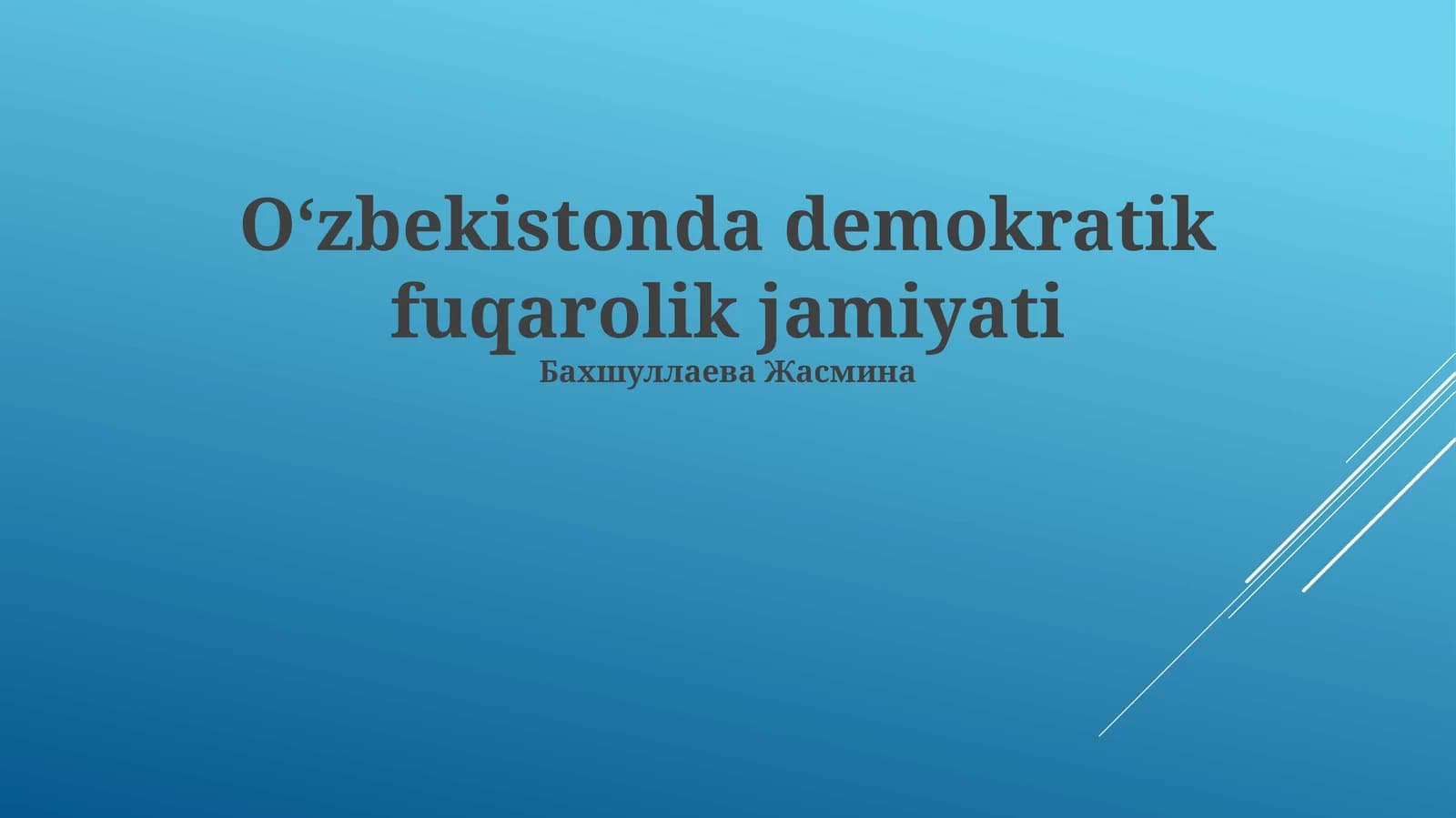 O'zbekistonda demokratik fuqarolik jamiyati