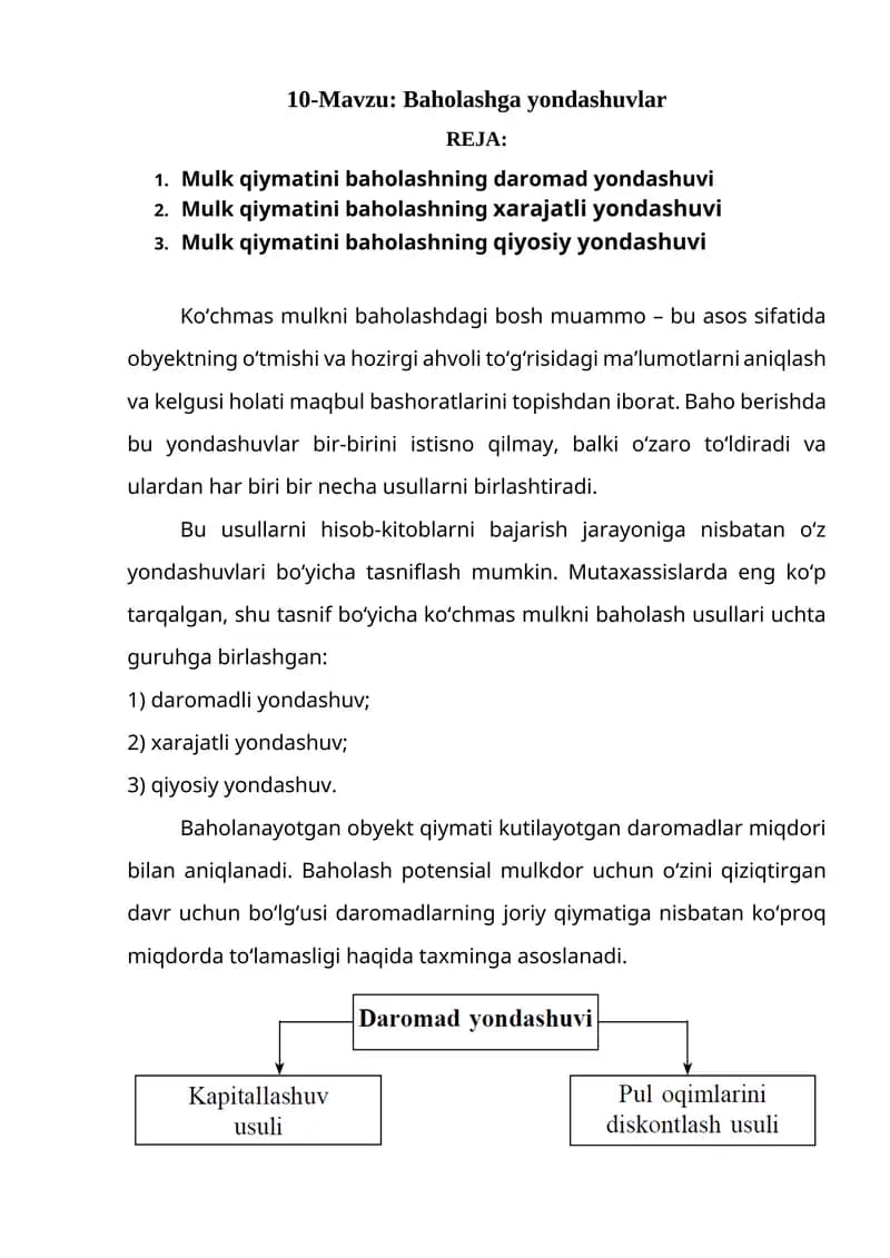 Baholashga yondashuvlar