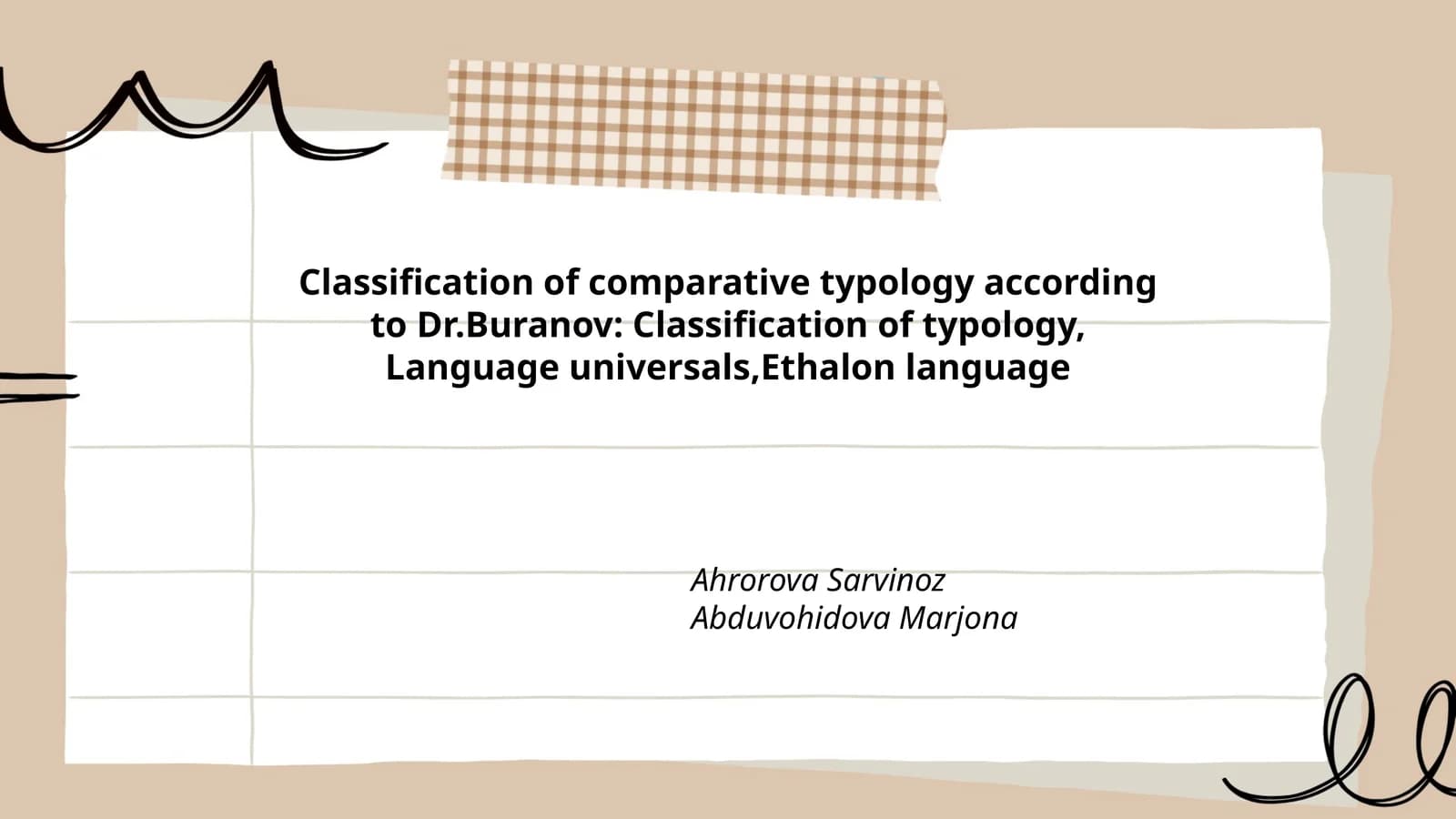 Classification of Comparative Typology According to Dr. Buranov