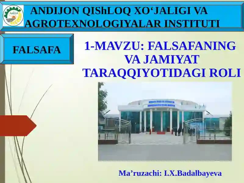 FALSAFANING VA JAMIYAT TARAQQIYOTIDAGI ROLI