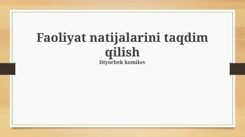 Faoliyat natijalari