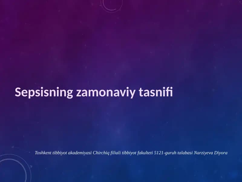 Sepsisning zamonaviy tasnifi