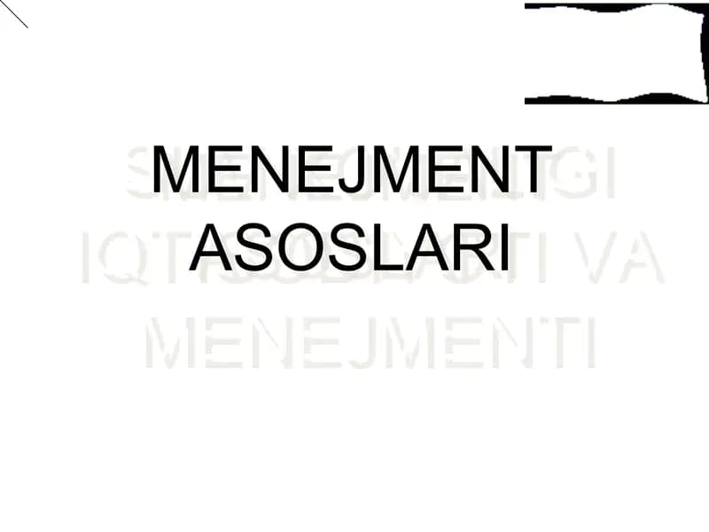 MENEJMENT ASOSLARI