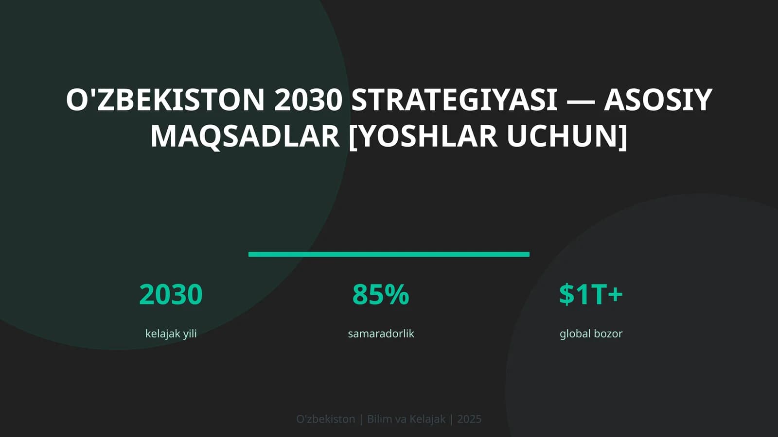 O'zbekiston 2030 Strategiyasi — asosiy maqsadlar [yoshlar uchun]