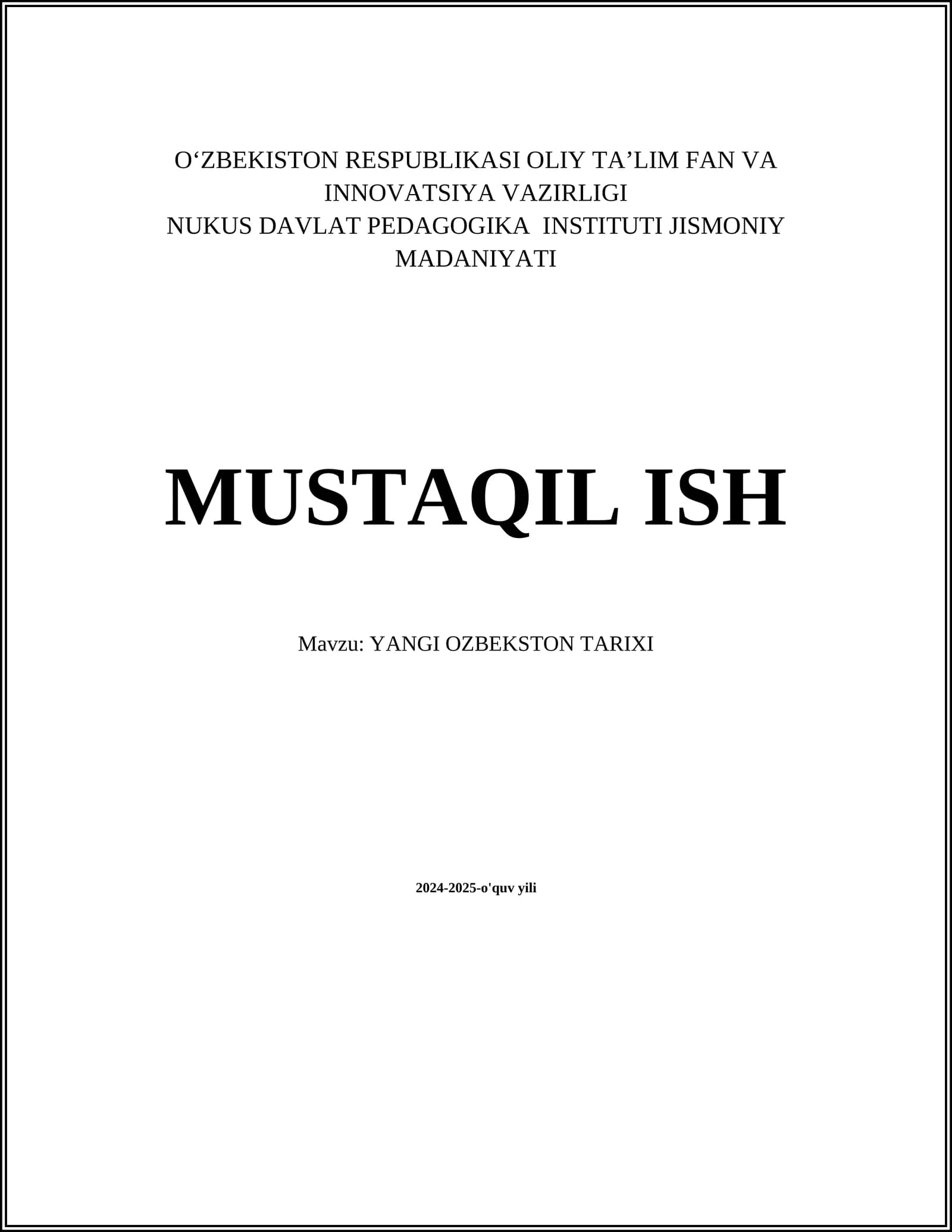 YANGI OZBEKSTON TARIXI