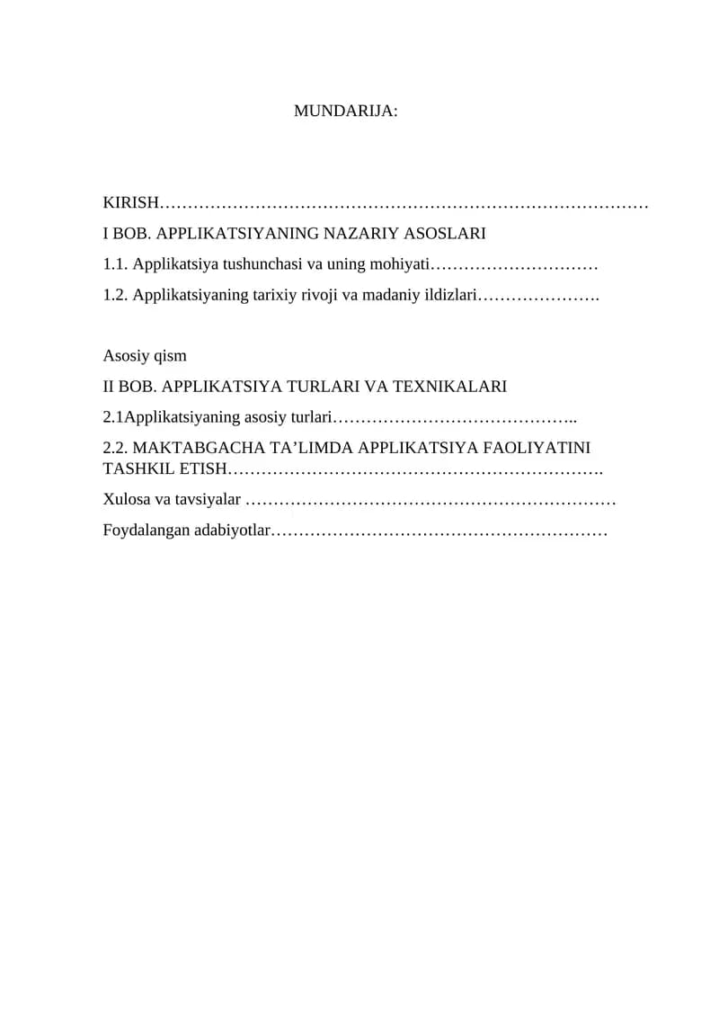 Applikatsiya Mashg'ulotlari