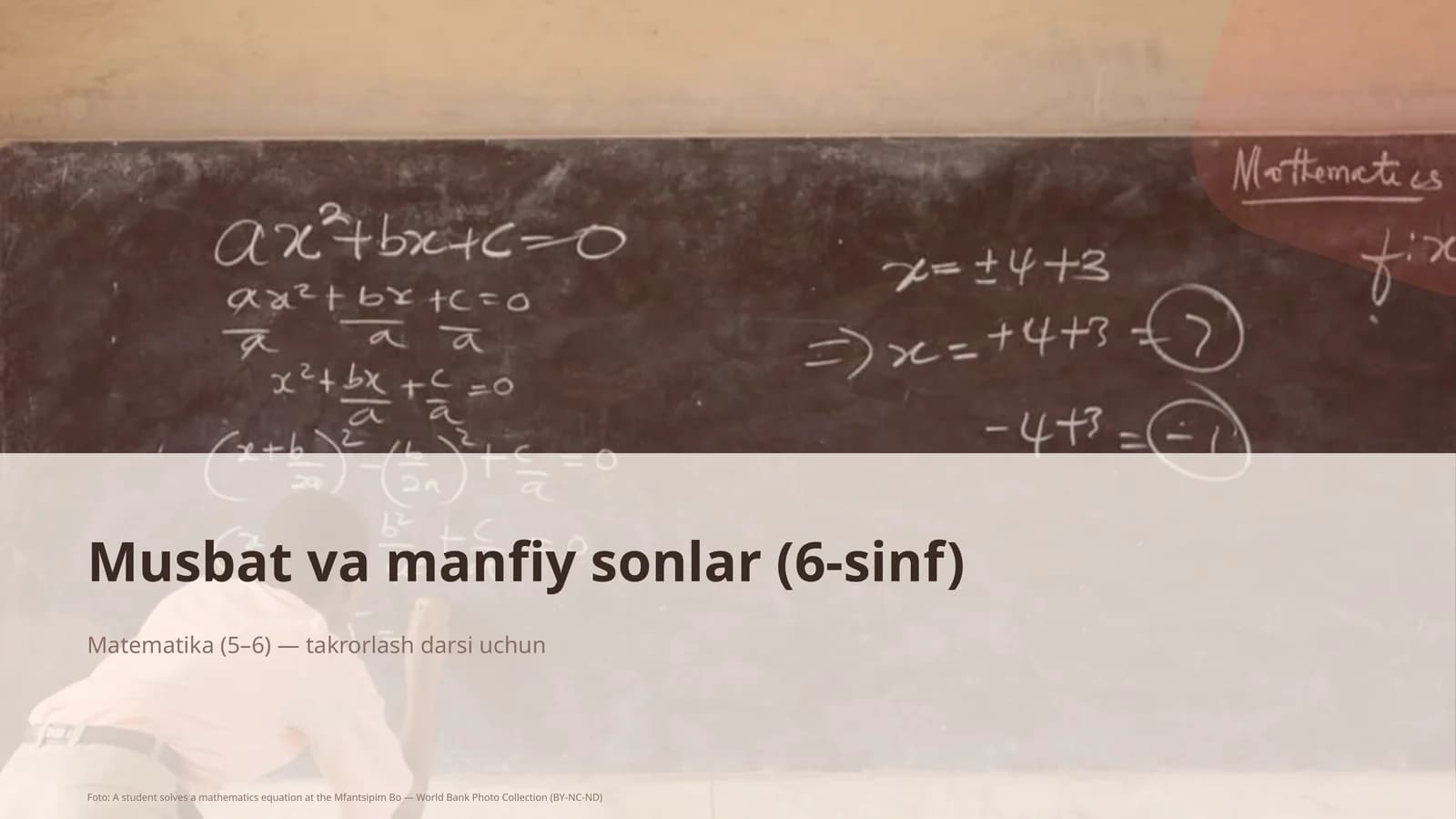 Musbat va manfiy sonlar (6-sinf)